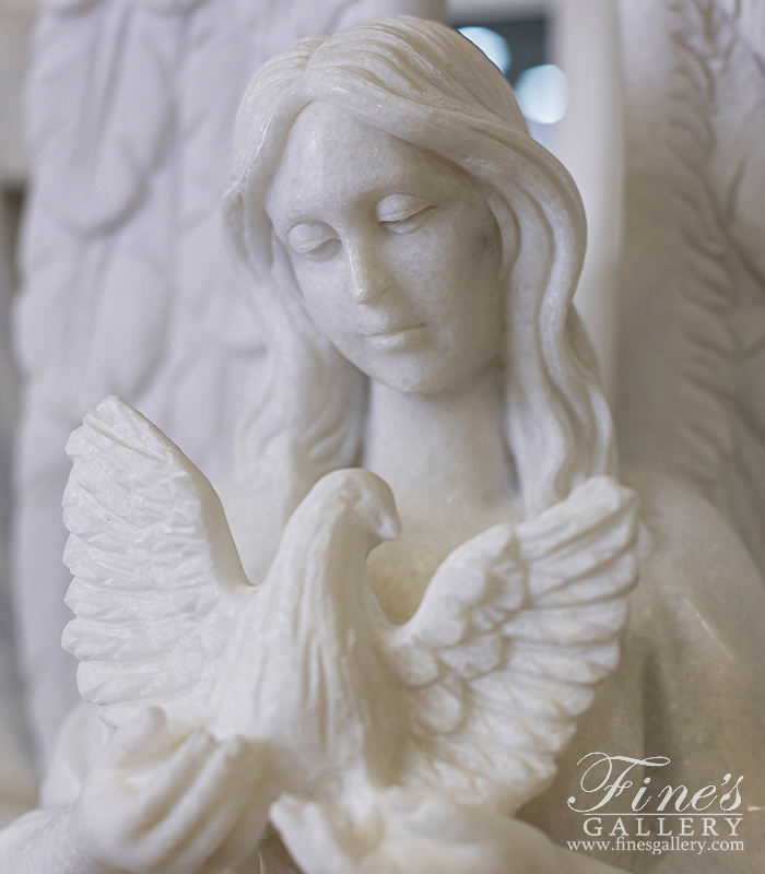 Marble Memorials  - Angel With Dove Memorial - MEM-491